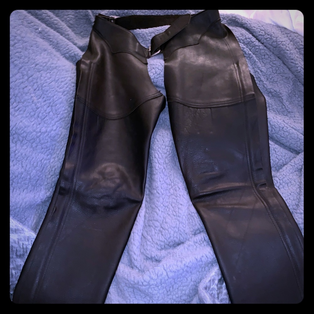 Black leather adjustable chaps